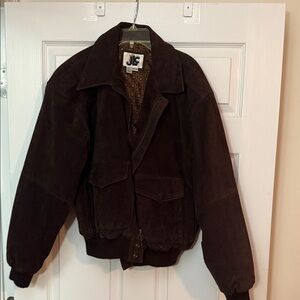 Men's Dark Brown Suede Bomber Jacket